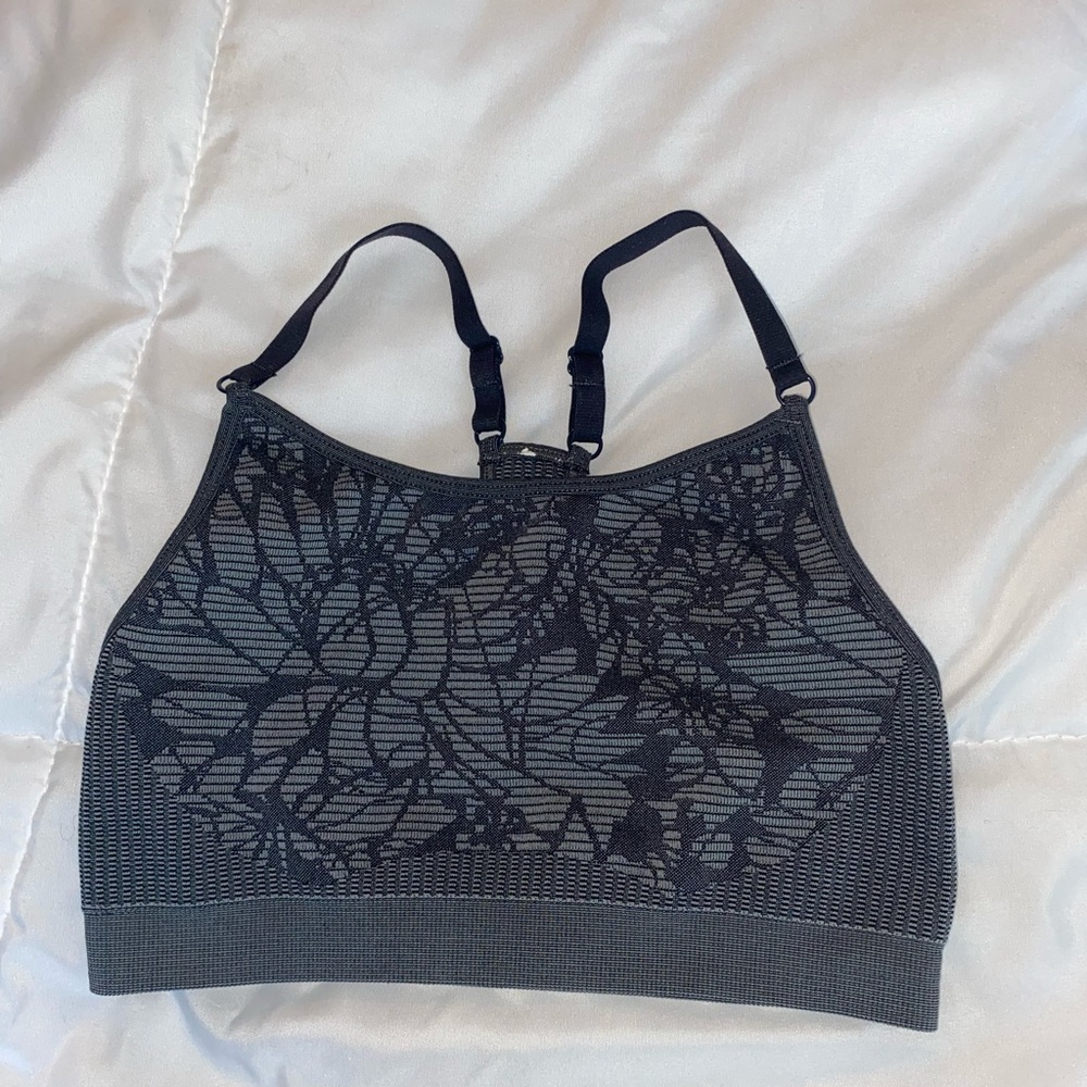Fabletics Floral Patterned Sport Bra - Grey